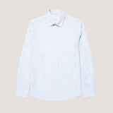 Sunspel Linen Shirt In Sky Blue/Navy