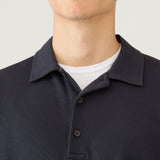 Sunspel Long Sleeve Cellulock Polo Shirt In Navy