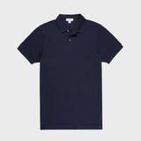 Sunspel Pique Polo Shirt Navy