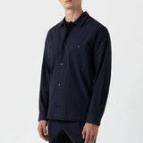 Sunspel Seersucker Overshirt Navy