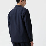 Sunspel Seersucker Overshirt Navy