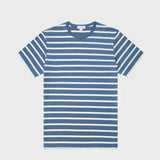 Sunspel Short Sleeve Classic T‑shirt Bluestone/Ecru Breton Stripe