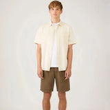 Sunspel Short Sleeve Cotton Linen Shirt In Ecru