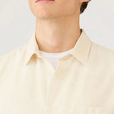 Sunspel Short Sleeve Cotton Linen Shirt In Ecru