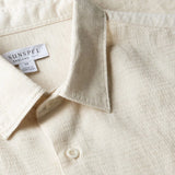 Sunspel Short Sleeve Cotton Linen Shirt In Ecru