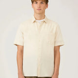 Sunspel Short Sleeve Cotton Linen Shirt In Ecru