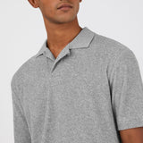 Sunspel Towelling Polo Shirt Grey Melange