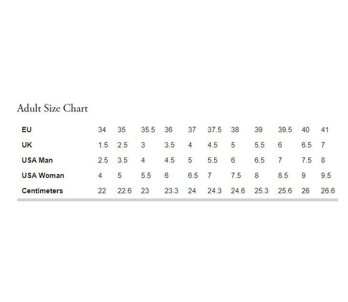 Superga sneakers size chart 2025