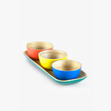 Sur La Table 4pc Bamboo Tray & Dipping Bowls