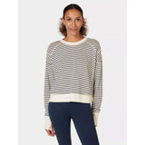 Sweaty Betty After Class Crop Sweatshirt In Lily White Stripe