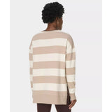 Sweaty Betty After Class Longline Sweatshirt In White Dusk Beige Large Stripe