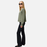 Sweaty Betty After Class Seam Detail Crop Sweatshirt In Bracken Green