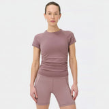 Sweaty Betty Athlete Crop Seamless Ruched T-Shirt In Duskberry Purple