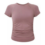 Sweaty Betty Athlete Crop Seamless Ruched T-Shirt In Duskberry Purple