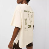 Sweaty Betty British Heritage Graphic T-Shirt In Cream Beige