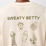Sweaty Betty British Heritage Graphic T-Shirt In Cream Beige