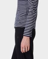 Sweaty Betty Essential Long Sleeve T-shirt in Navy Blue Stripe
