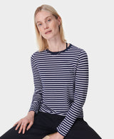 Sweaty Betty Essential Long Sleeve T-shirt in Navy Blue Stripe