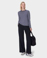 Sweaty Betty Essential Long Sleeve T-shirt in Navy Blue Stripe