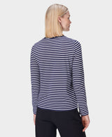 Sweaty Betty Essential Long Sleeve T-shirt in Navy Blue Stripe