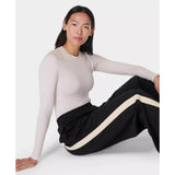 Sweaty Betty Mindful Flex Long Sleeve Top In Cloud White Dusty Beige