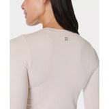 Sweaty Betty Mindful Flex Long Sleeve Top In Cloud White Dusty Beige