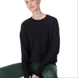Sweaty Betty Organic Cotton  After Class Crop Sweatshirt In Black