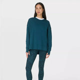 Sweaty Betty Organic Cotton  After Class Longline Sweatshirt in Deep Green