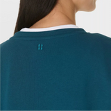 Sweaty Betty Organic Cotton  After Class Longline Sweatshirt in Deep Green
