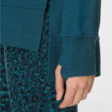 Sweaty Betty Organic Cotton  After Class Longline Sweatshirt in Deep Green