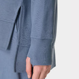 Sweaty Betty Organic Cotton  After Class Longline Sweatshirt In Luxe Blue