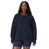 Sweaty Betty Organic Cotton  After Class Longline Sweatshirt In Navy Blue