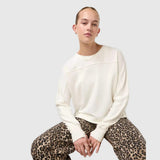 Sweaty Betty Organic Cotton After Class Seam Detail Crop Sweatshirt In Lily White