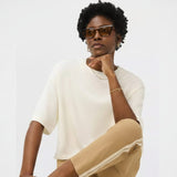 Sweaty Betty Organic Cotton  After Class Short Sleeve Sweatshirt In Dove White