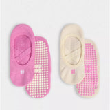 Sweaty Betty Organic Cotton  Ballet Gripper Socks 2 Pack In Guava Pink Coconut Cream