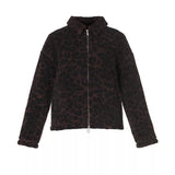 Sweaty Betty Plush Collared Fleece In Large Brown Leopard Print