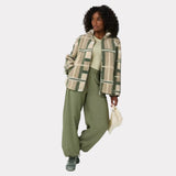Sweaty Betty Plush Fleece Contrast Zip Up In Beige Macro SB Check Print