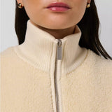 Sweaty Betty Plush Fleece Ribbed Gilet In Ecru
