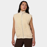 Sweaty Betty Plush Fleece Ribbed Gilet In Ecru