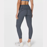 Sweaty Betty Power 7/8 Gym Leggings In Blue Micro Houndstooth Print