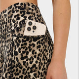 Sweaty Betty Power Piping Workout Leggings In Brown Ink Leopard Print