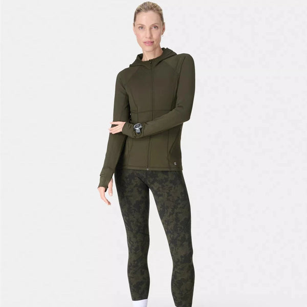 Sweaty Betty Pro Run Zip Up in Nori Green