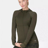 Sweaty Betty Pro Run Zip Up in Nori Green