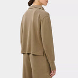 Sweaty Betty Sand Wash Half Zip Crop Sweatshirt In Khaki Brown