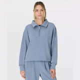Sweaty Betty Sand Wash Half Zip Crop Sweatshirt In Luxe Blue