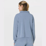 Sweaty Betty Sand Wash Half Zip Crop Sweatshirt In Luxe Blue