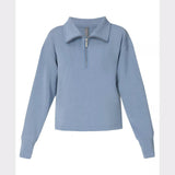 Sweaty Betty Sand Wash Half Zip Crop Sweatshirt In Luxe Blue