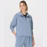 Sweaty Betty Sand Wash Half Zip Crop Sweatshirt In Luxe Blue