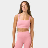 Sweaty Betty Ultimate Studio Ruched Bra In Dark Deco Pink