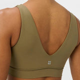 Sweaty Betty Ultimate Studio Voop Bra In Khaki Brown